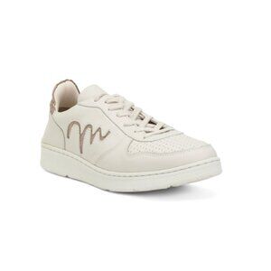 SANDRO MOSCOLONI White/gold Handmade In Brazil Leather Minza Sneakers